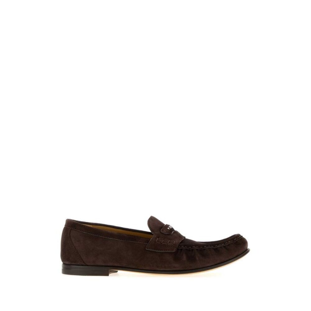 Fendi Men Dark Brown Suede Crosta Loafers